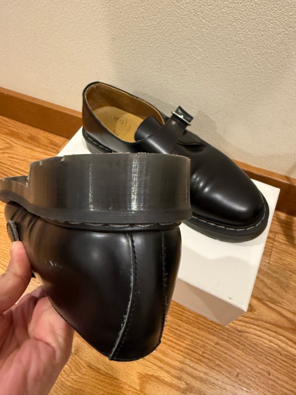 Solovair Black Hi-Shine Single Buckle Monk Shoes UK 7.5 - Picture 4 of 7